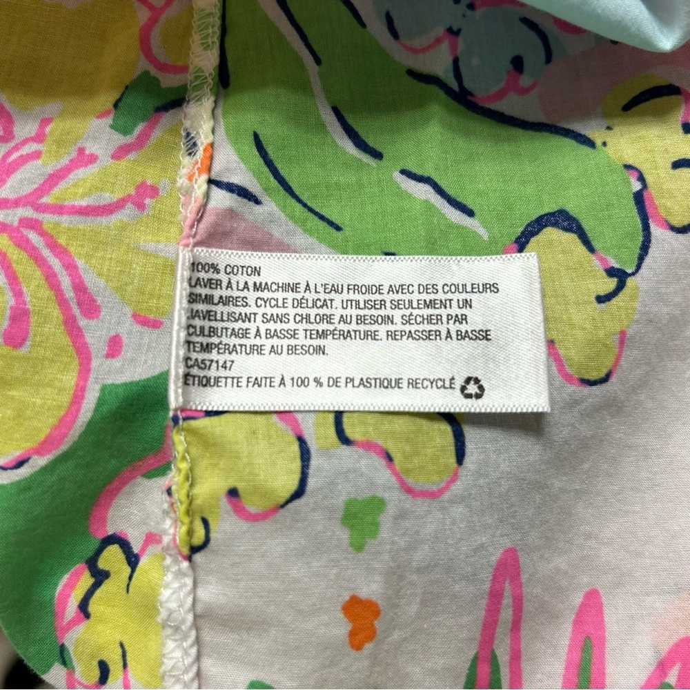 Lilly Pulitzer Floral Button-Down Shirt Pink Green Cotton Size M - Picture 8 of 8